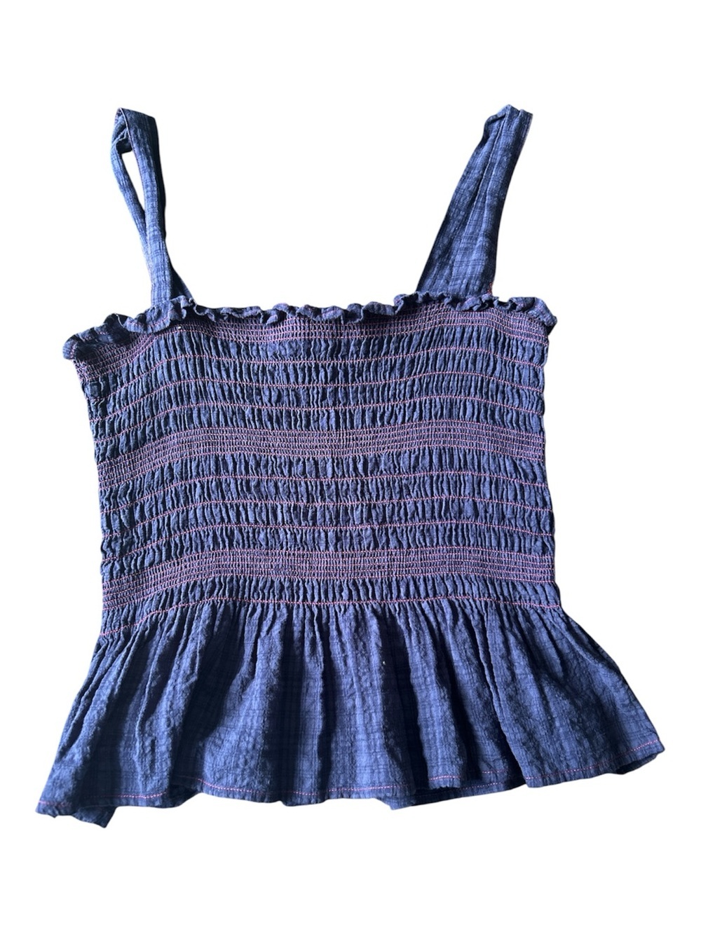 Urban Outfitters Smocked Navy Blue Peplum Tank Top Size Medium